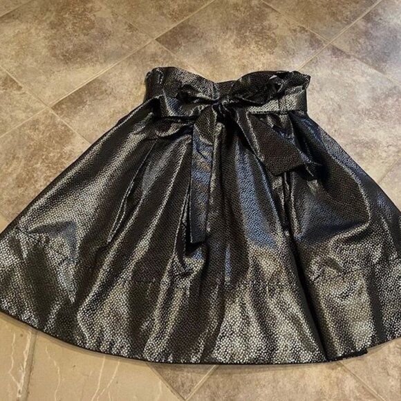 Express Silver and Black High Rise Skirt With Sash Tie Size 2 NWT - Picture 6 of 6